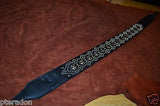 Carlino Iron Cross Studded Custom Guitar Strap, Aged Silver Maltese Crosses