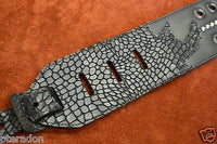 Carlino Custom Select Black Leather & Black Grommet and Stud Metal Guitar Strap