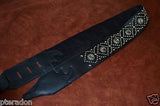 Carlino Custom NEW Abalone Concho Diamond Pattern Leather Guitar Strap
