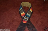 Carlino Custom Santa Fe Brown Leather Cartouche Guitar Strap, Atzec Rio Grande