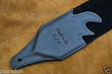 Carlino SRV style Strap Replica black leather, with white notes, suede backing