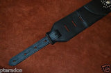 Carlino Custom Studded Nebula Swirl Black Leather Guitar Strap