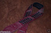 Carlino Custom Dark Red Leather Grommet /Stud /Lace Metal Guitar strap