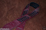 Carlino Custom Dark Red Leather Grommet /Stud /Lace Metal Guitar strap