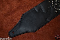 Carlino Exotic Series Abalone Concho Studded Black Leather Guitar Strap