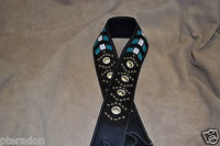 Carlino Custom Turquoise Weave Studded Leather Guitar Strap with Silver Conchos