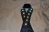 Carlino Custom Turquoise Weave Studded Leather Guitar Strap with Silver Conchos