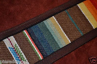 Carlino Custom Santa Fe Brown Leather Cartouche Guitar Strap, Atzec Rio Grande