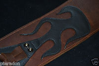 Carlino Gladiator Kodiak Oil Brown Leather Guitar Strap For Heavy Guitars 3.5"