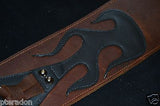 Carlino Gladiator Kodiak Oil Brown Leather Guitar Strap For Heavy Guitars 3.5"