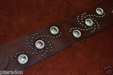 Carlino Custom Studded Western Swirl Kodiak Oiled Brown Leather Guitar Strap