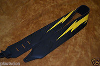 Carlino Custom Yellow Lightening Bolt Black Leather Guitar Strap