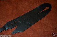 Carlino Custom Black and Red Leather Woven Checkerboard Guitar Strap with Studs