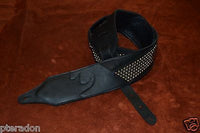 Carlino NEW Racing Flag Studded Leather Guitar Strap with black leather flags
