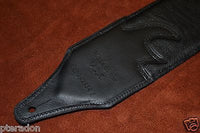 Carlino Custom Silver Lightening Double Bolt Black Leather Guitar Strap