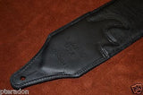 Carlino Custom Silver Lightening Double Bolt Black Leather Guitar Strap