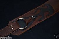Carlino Gladiator Kodiak Oil Brown Leather Guitar Strap For Heavy Guitars 3.5"