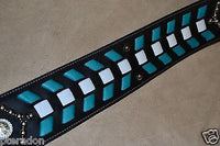 Carlino Custom Turquoise Weave Studded Leather Guitar Strap with Silver Conchos