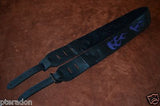 Carlino Custom Purple Leather Flame Black Leather Guitar Strap dual adjusting