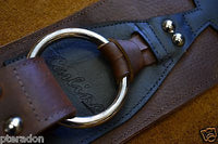 Carlino Gladiator Kodiak Oil Brown Leather Guitar Strap w/ Lightening Bolt 3.5"