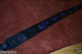Carlino Custom Purple Leather Flame Black Leather Guitar Strap dual adjusting