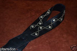 Carlino Custom NEW Sine Wave Studded Black Leather Guitar Strap 3" wide