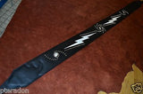 Carlino Custom White Lightening Double Bolt/Swirl stud blk leather Guitar Strap