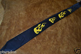 Carlino Custom Yellow Leather Flame Black Leather Guitar Strap