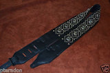 Carlino Custom NEW Abalone Concho Diamond Pattern Leather Guitar Strap