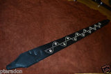 Carlino Custom NEW Sine Wave Studded Black Leather Guitar Strap 3" wide