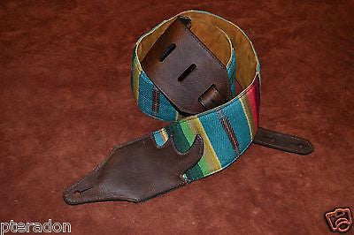 Carlino Custom Southwestern Blanket Guitar Strap, Aztec style w/ tan Suede back