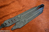 Carlino Custom Select Black Leather & Black Grommet and Stud Metal Guitar Strap