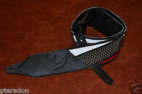 Carlino NEW Racing Flag Studded Leather Guitar Strap with leather back