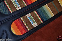 Carlino Custom Santa Fe Leather/Suede Cartouche Guitar Strap, Atzec Rio Grande