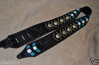 Carlino Custom Turquoise Weave Studded Leather Guitar Strap with Silver Conchos