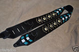 Carlino Custom Turquoise Weave Studded Leather Guitar Strap with Silver Conchos