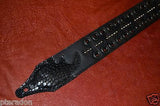 Carlino Custom Black Leather /Black Grommet /With Laces,studs 2.5" Guitar Strap