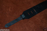 Carlino Custom Maltese Iron Cross Leather Studded Black Leather Guitar Strap