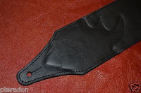 Carlino Custom Sea Foam Green/Turquoise Leather Flame Black Leather Guitar Strap