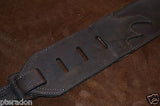 Carlino Custom Kodiak Oiled Brown Leather Guitar Strap w/Black leather backing