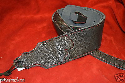 Franklin Guitar Strap Model # FSW-BK-R black leather w/ Red Stitching 3.0" wide