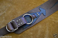 Carlino Gladiator Kodiak Oil Brown Leather Guitar Strap w/ Lightening Bolt 3.5"