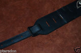 Carlino Custom NEW Sine Wave/Star Studded Black Leather Guitar Strap 3" wide