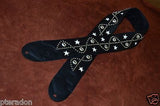 Carlino Custom NEW Sine Wave/Star Stud Leather Guitar Strap 3" wide Full length