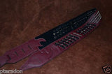 Carlino Custom Dark Red Leather Grommet /Stud /Lace Metal Guitar strap