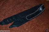 Carlino Custom Gator Pattern Stud Cartouche Black Leather Guitar strap 3.1" wide