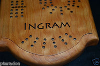 Custom Cribbage Board Laser Engraved Cherry Personalized, Inlaid, with pegs