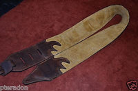 Carlino Custom Santa Fe Brown Leather Cartouche Guitar Strap, Atzec Rio Grande