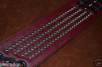 Carlino Custom Dark Red Leather Grommet /Stud /Lace Metal Guitar strap