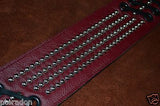 Carlino Custom Dark Red Leather Grommet /Stud /Lace Metal Guitar strap